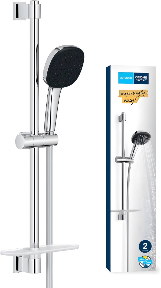 Ploutos® Regendouche - Douchestangset - 2 Straalsoorten Regen - Straal - Chroom - Zilver - 14cm x 21cm x 60cm