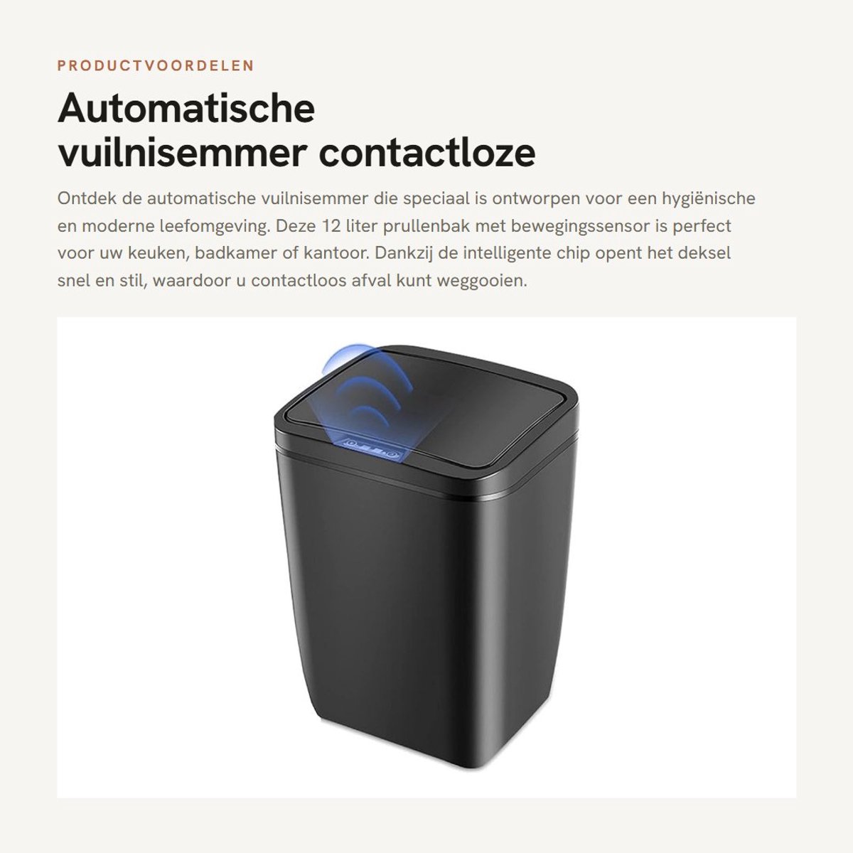 Dailygoods- Vuilnisemmer 12 Liter - Automatische Afvalbak - Contactloze Pedaalemmer - Intelligente Chipgestuurd - Stil Openen - Laag Energieverbruik - Sensor Vuilnisemmer