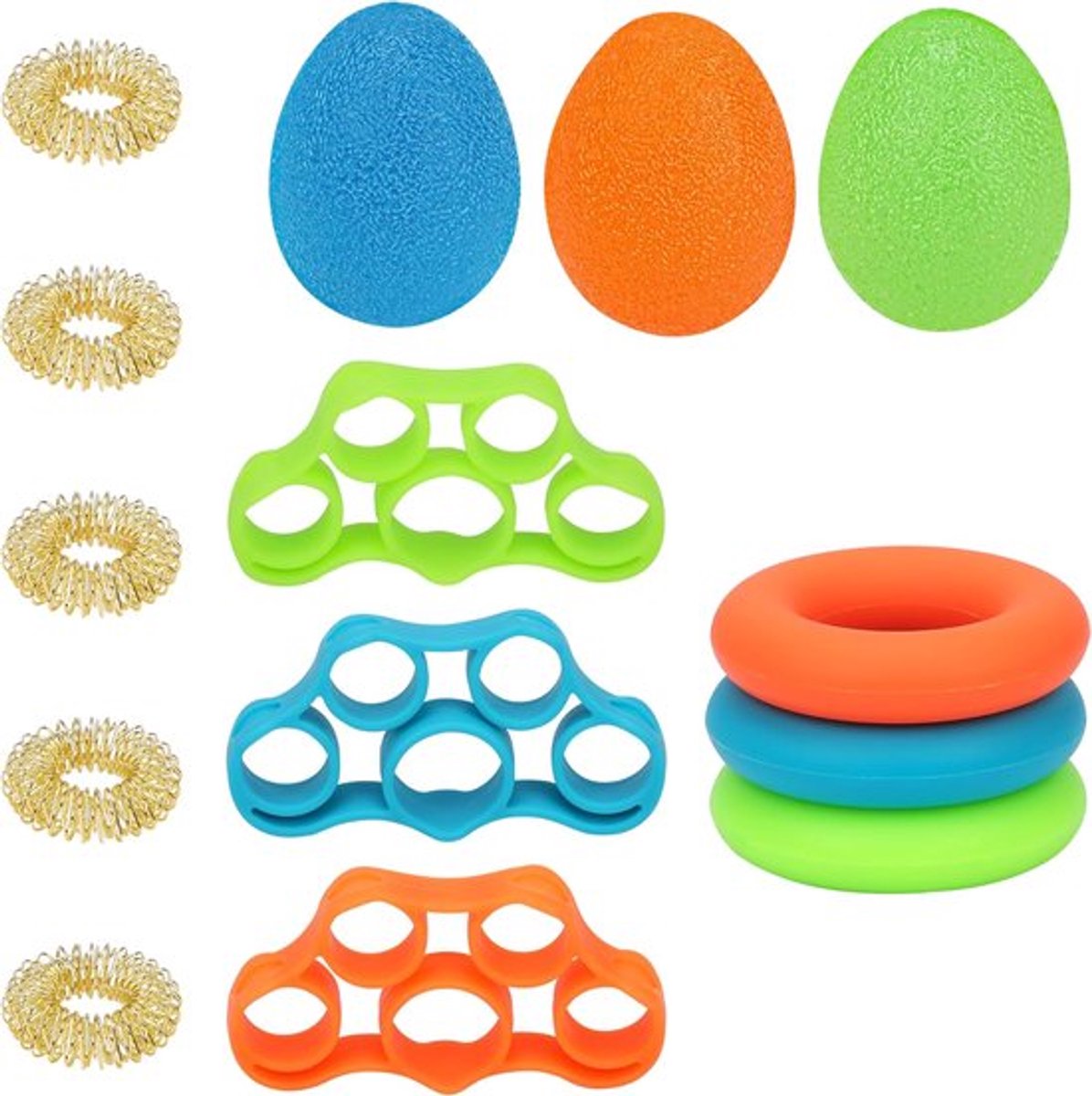 Handtrainer Grip Set - 14-delig - Verbeter je Grip en Onderarmkracht - Geschikt voor Atleten en Revalidatie - Diverse Weerstanden