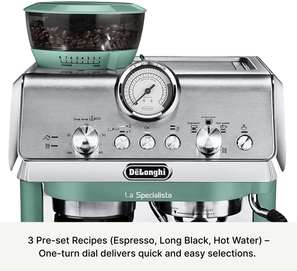 DeLonghi La Specialista Arte EC9155.GR Espresso machine met molen - Groen thumbnail 6