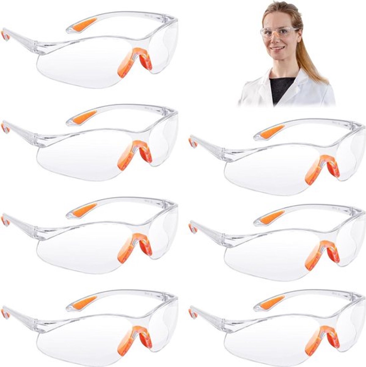 Vuurwerk - Oud en Nieuw - Veiligheidsbril werkbril 8 stuks transparante veiligheidsbril laboratorium veiligheidsbril veiligheidsbril voor werk stofdicht schietsport voor kinderen heren en dames