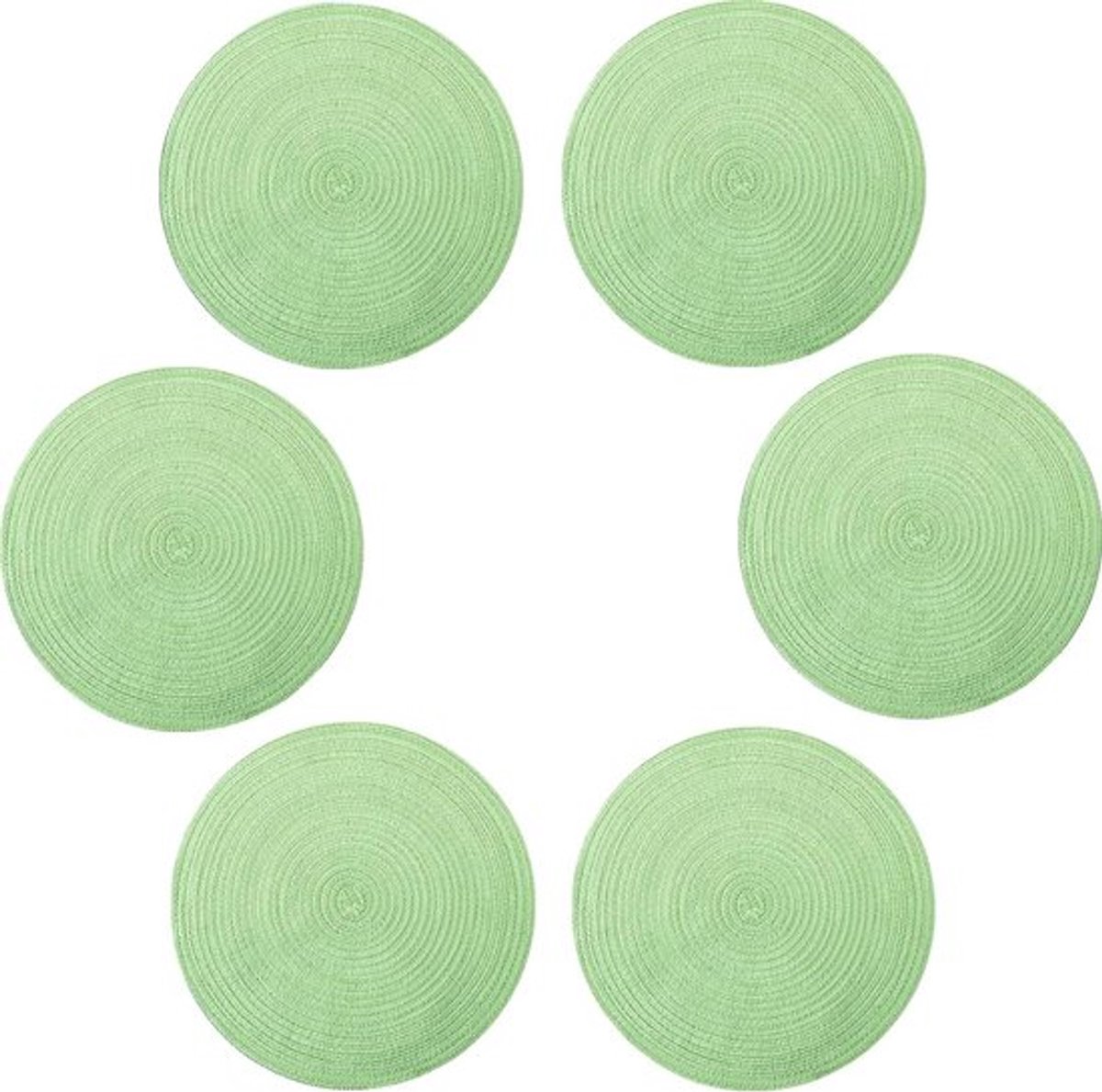 Gevlochten placemats set van 6 - wasbare antislip ronde placemats - Europese stijl - handgeweven tafelmatten - Ramie - 38 cm - groen ronde gevlochten placemats