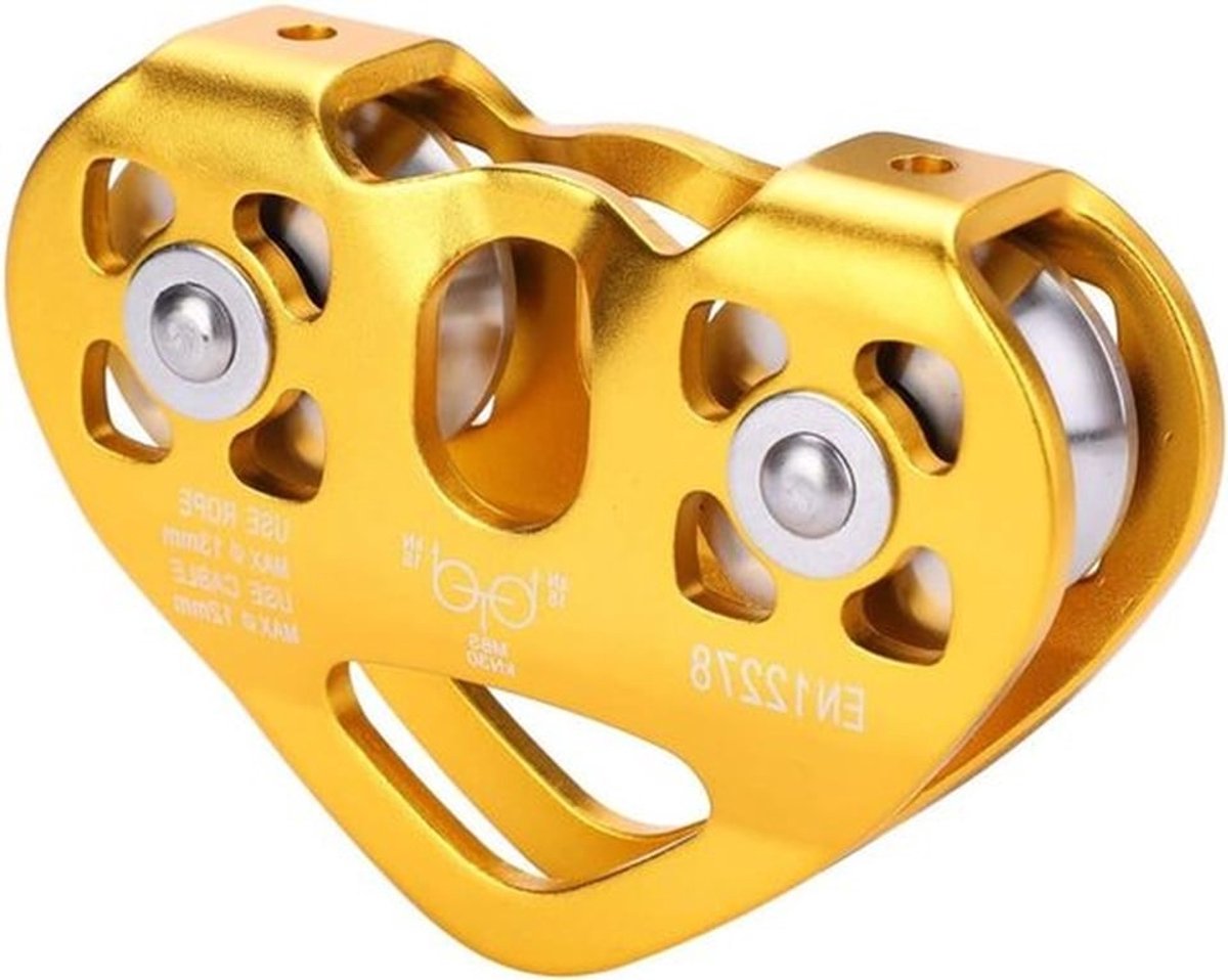 Aluminium Tandem Katrol voor Zipline en Klimmen - 30KN Dual Pulley voor Redden en Liften