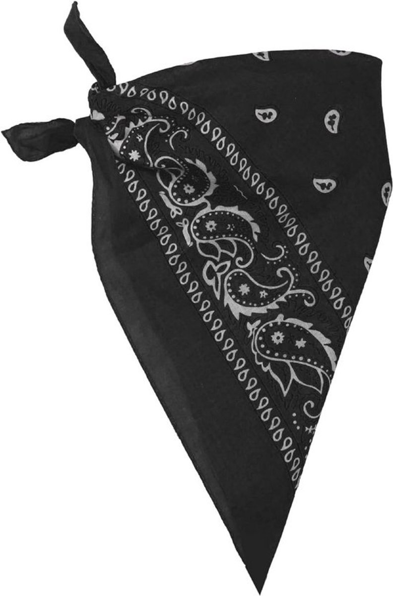 Zwarte Paisley Bandana Sjaal voor Cowboys en Feesten