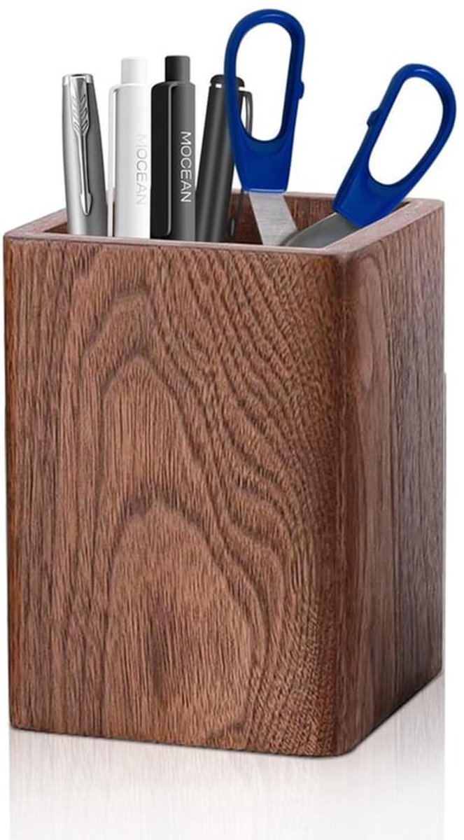 Pennenhouder Walnoothout - Bureau Organizer - Handgemaakt - Compact Formaat - Duurzaam - Hoogwaardig Cadeau - Pennenkoker