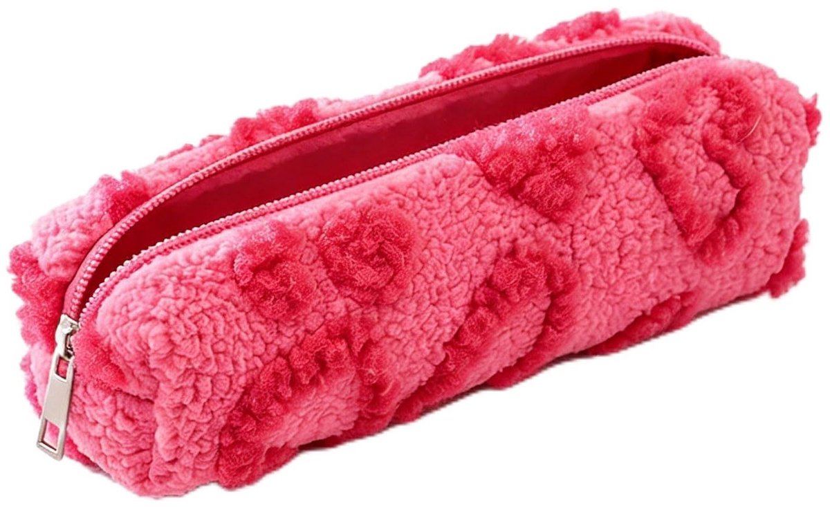 Solidchoice - Roze Fluwelen Make-uptas met Hartpatroon