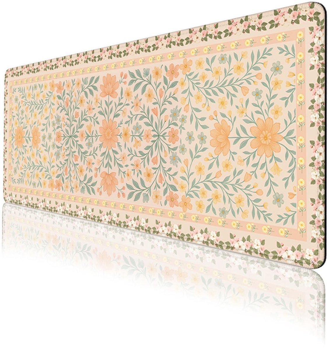 Solidchoice - Vintage Bloemen Muismat 800 x 300 mm met Antislip Basis