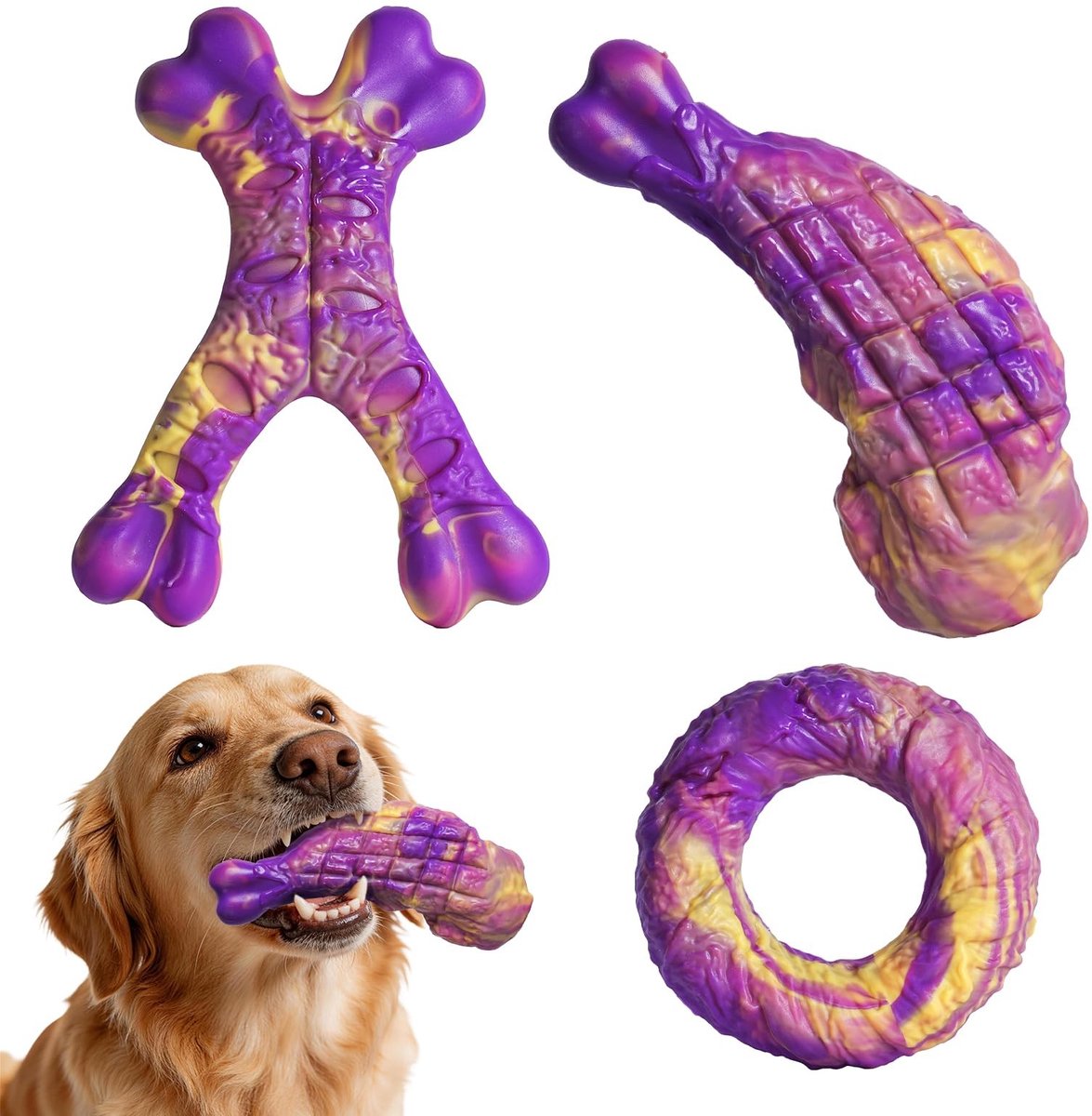 Solidchoice - Onverwoestbaar Kauwspeelgoed voor Honden - 3 Stuks Nylon met Tandverzorging