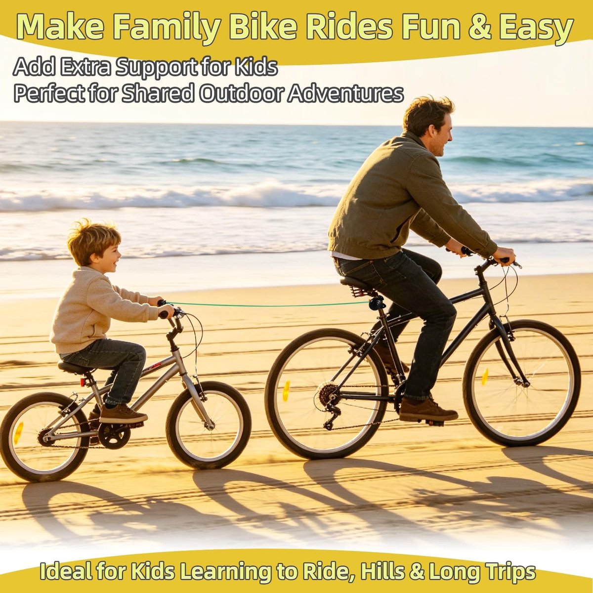 Solidchoice Elastisch Sleeptouw voor Kinderfiets 2 4 m voor Ouder-Kind Fietsen