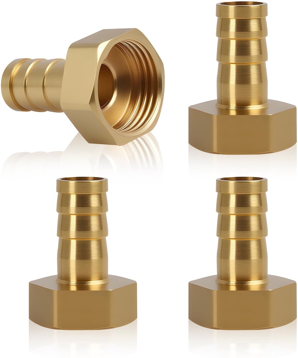 Solidchoice - Set van 4 Messing Slangenconnectoren 1/2 Inch