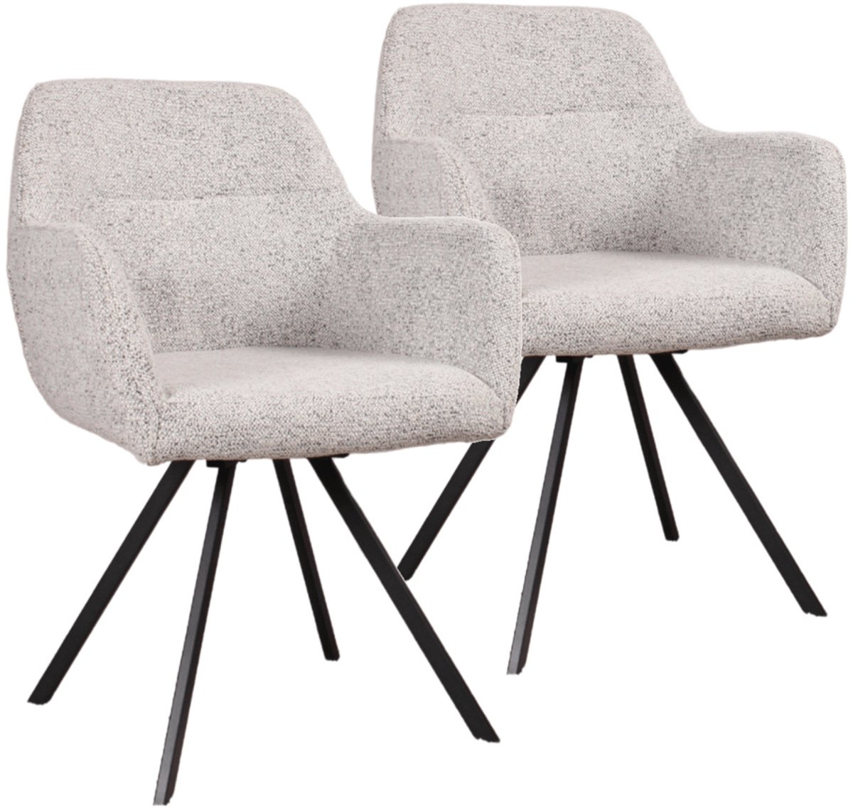 DS4U® - Mats draaibare eetkamerstoel - Set van 2 - Grijs - Stof - Met armleuning