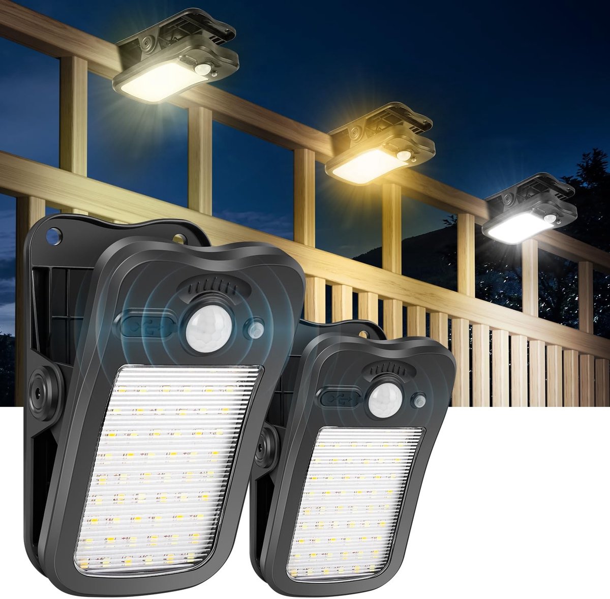 Solidchoice - Clip-on Zonnebeweginglamp met 3 Kleuren en Afstandsbediening