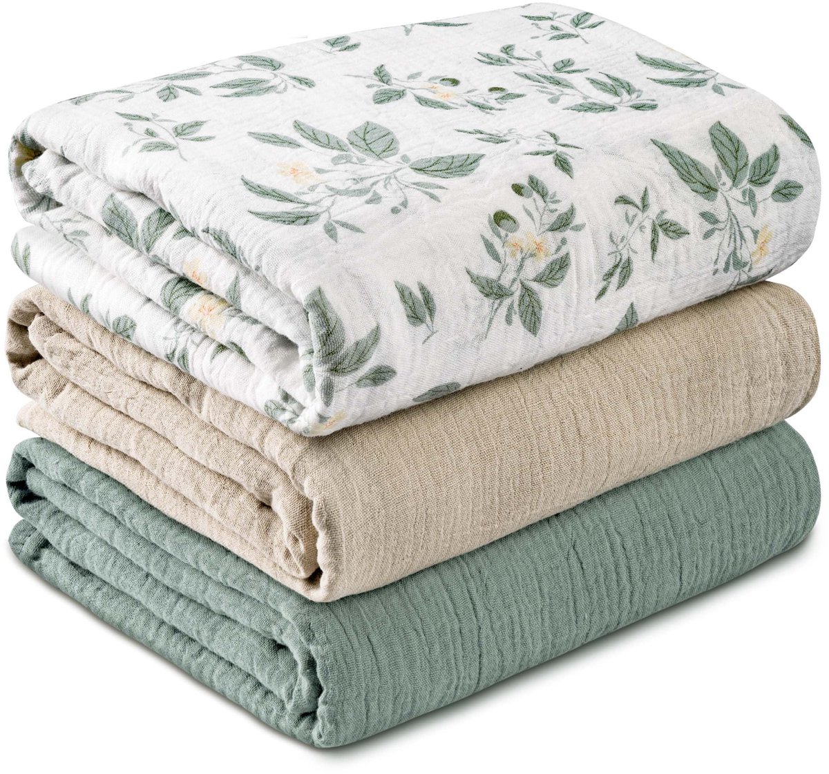Solidchoice - 3-Pack Baby Dekens van Muslin Katoen voor Pasgeborenen