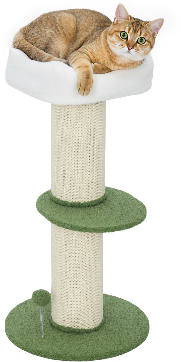 PawHut-Kattenkrabpaal-Spaanplaat, Sisal-45x45x92cm-Groen