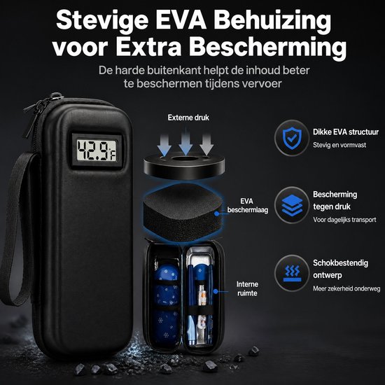 Insuline Koeltasje met Temperatuurweergave - Gekoelde Reisdoos met 2 Koelelementen - Waterdichte Diabetes Tas met EVA Harde Schaal - Isolerende Insuline Etui voor Reizen, Camping en Dagelijks Gebruik — afbeelding 5