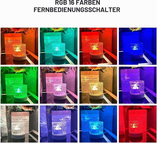 Namajunas - Water rimpel nachtlampje - 16 licht kleuren - Met afstandsbediening - Zacht voor de ogen - Oplaadbaar water golf lamp voor kinderen - Romantische sfeer lamp - lamp oceaan - Sfeer decoratie voor de kinderkamer van Namajunas — afbeelding 3