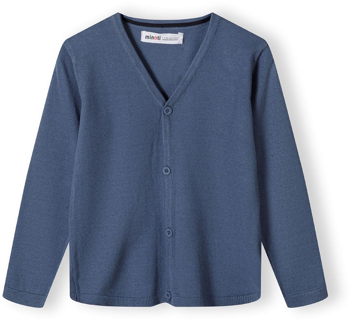 Minoti vest jongens gebreid met V-hals en knopen - viscose - blauw