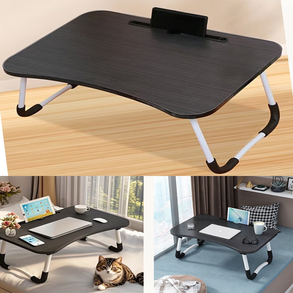 Draagbaar Schoottafeltje, Multifunctionele Bedtafel, Opklapbaar Dienblad, Leeshouder Voor Bed En Bank.
