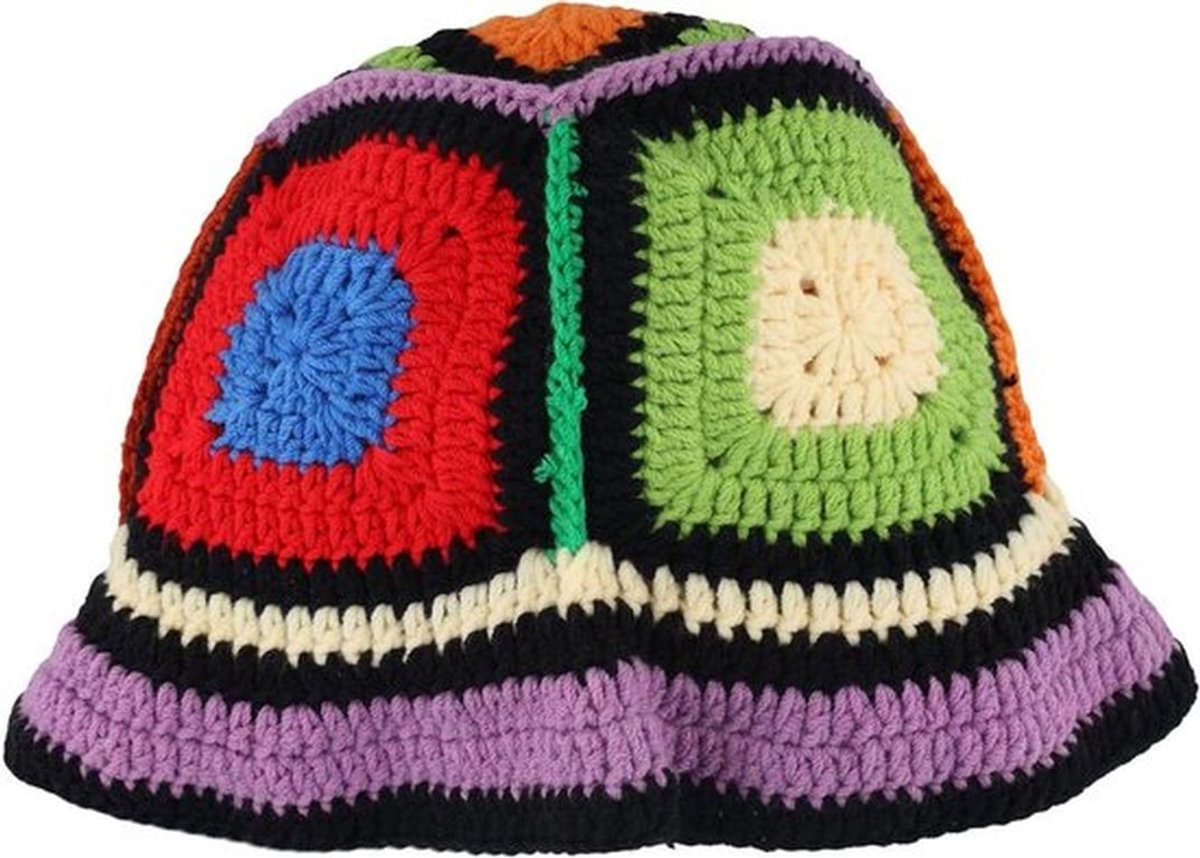 - Gehaakte Emmerhoed voor Dames - Modeaccessoire - Zomer - Strand - Vrouwen - Acrylvezel - Bloemenpatroon - Gebreid - Gekleurd Ontwerp - Geschikt voor Strand en Reizen