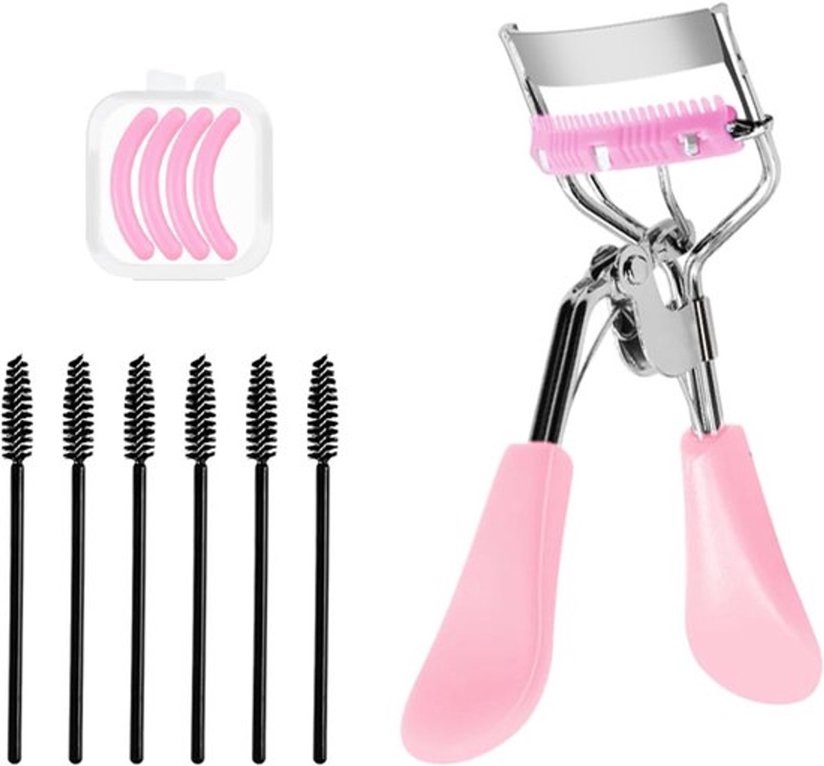 Wimperkruller met 6 borstels voor wimpers en wenkbrauwen, make-up tools voor perfecte wimpers en mooiere ogen