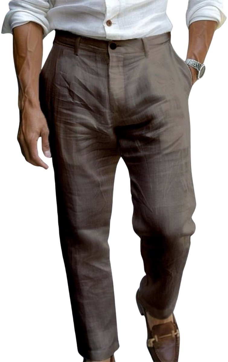 Currero Pantalon Heren Chino Regular Fit Golfbroek Nette Broek Elastische Tailleband Volwassenen Ruimtegrijs