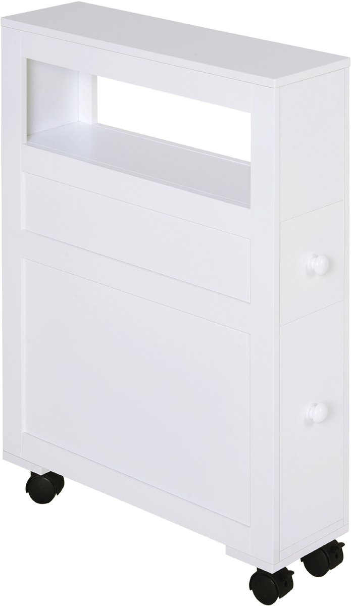 HOMCOM Badkamerkastje - MDF - 16x52x71,5 cm - Wit