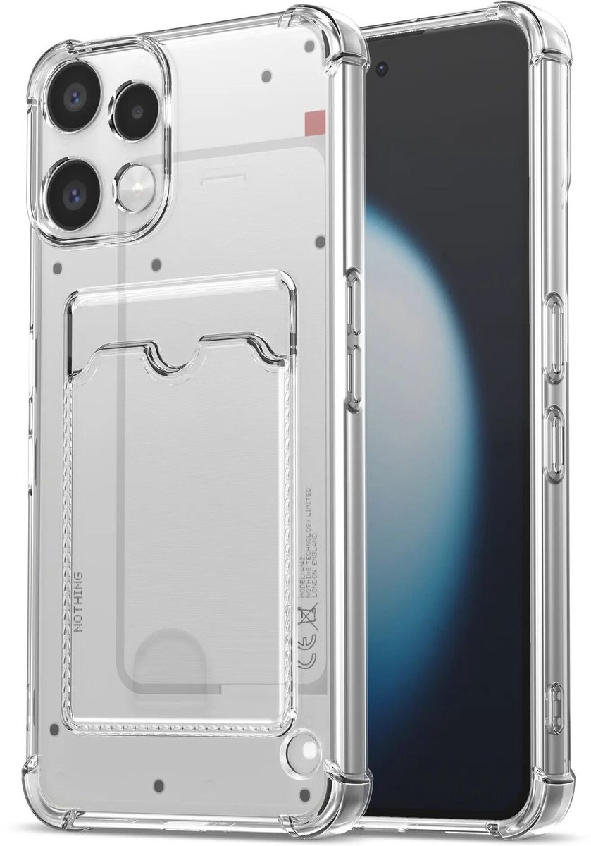 Transparant Hoesje met Pasjeshouder Geschikt voor Nothing Phone (3a) Lite | Back Cover Dun TPU | Schokbestendig | Ultra Dun | Kaarthouder Achterkant | Shockproof | Doorzichtig