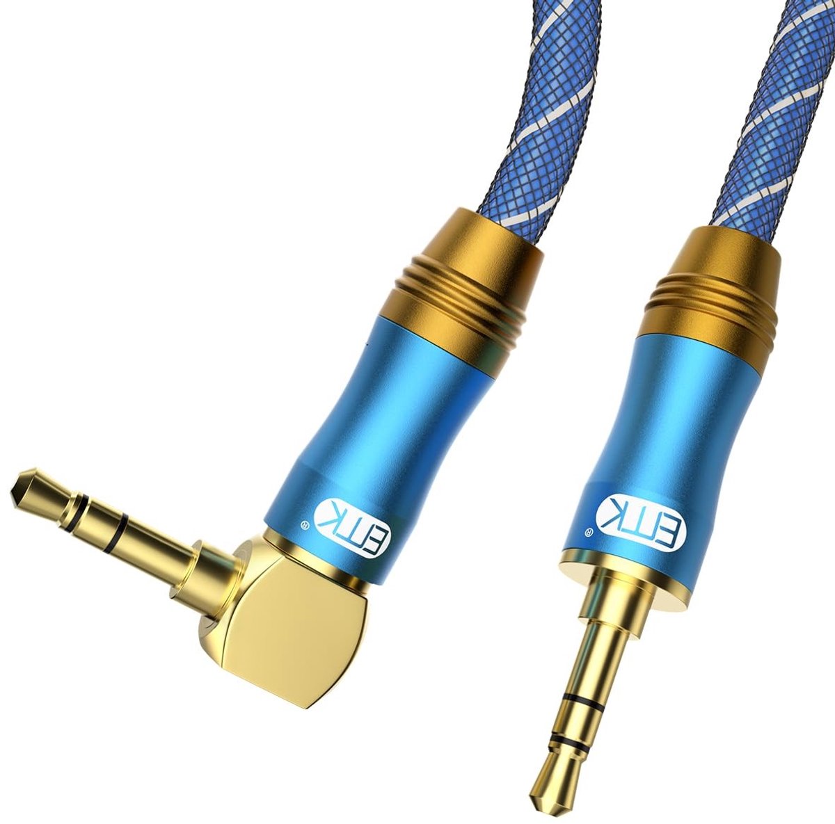 Solidchoice - 90 Graden Hoek AUX Kabel 2.4m met Gouden Connectoren