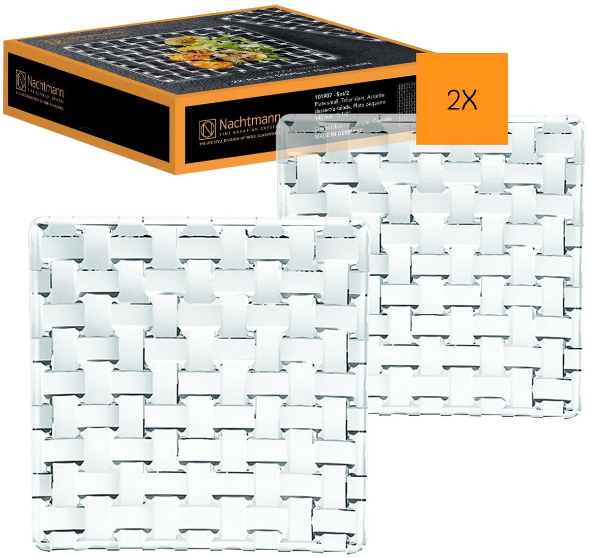 Solidchoice - Set van 2 Kristallen Serveerplaten met Elegante Structuur