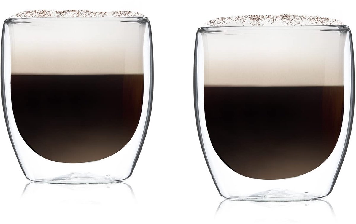 Solidchoice - Set van 2 Dubbelwandige Glazen voor Latte Macchiato, 250 ml