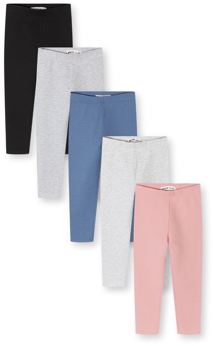 Minoti legging meisjes 5-pack jersey - katoen - zwart