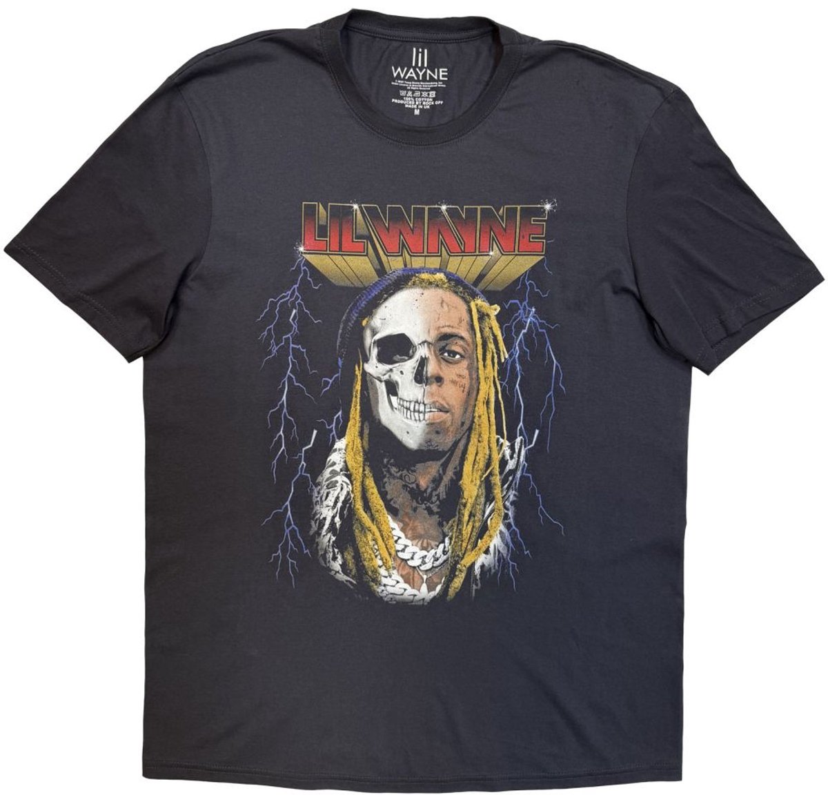 Lil Wayne - Lightning Art Heren Tshirt - 2XL - Grijs