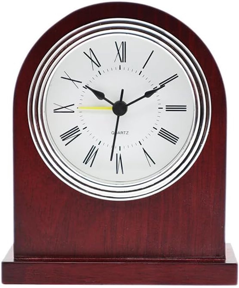 Analoge houten wekker zonder tikgeluid, retro vintage tafelklok, stille mechanische wekker voor woonkamer, keuken, slaapkamer en kantoor（A3）