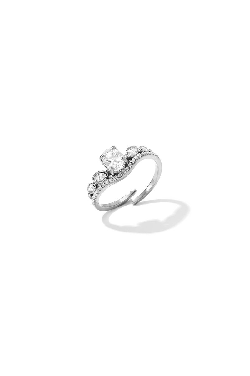 Lara - Ring - Strass - Stainless Steel - - Zilver