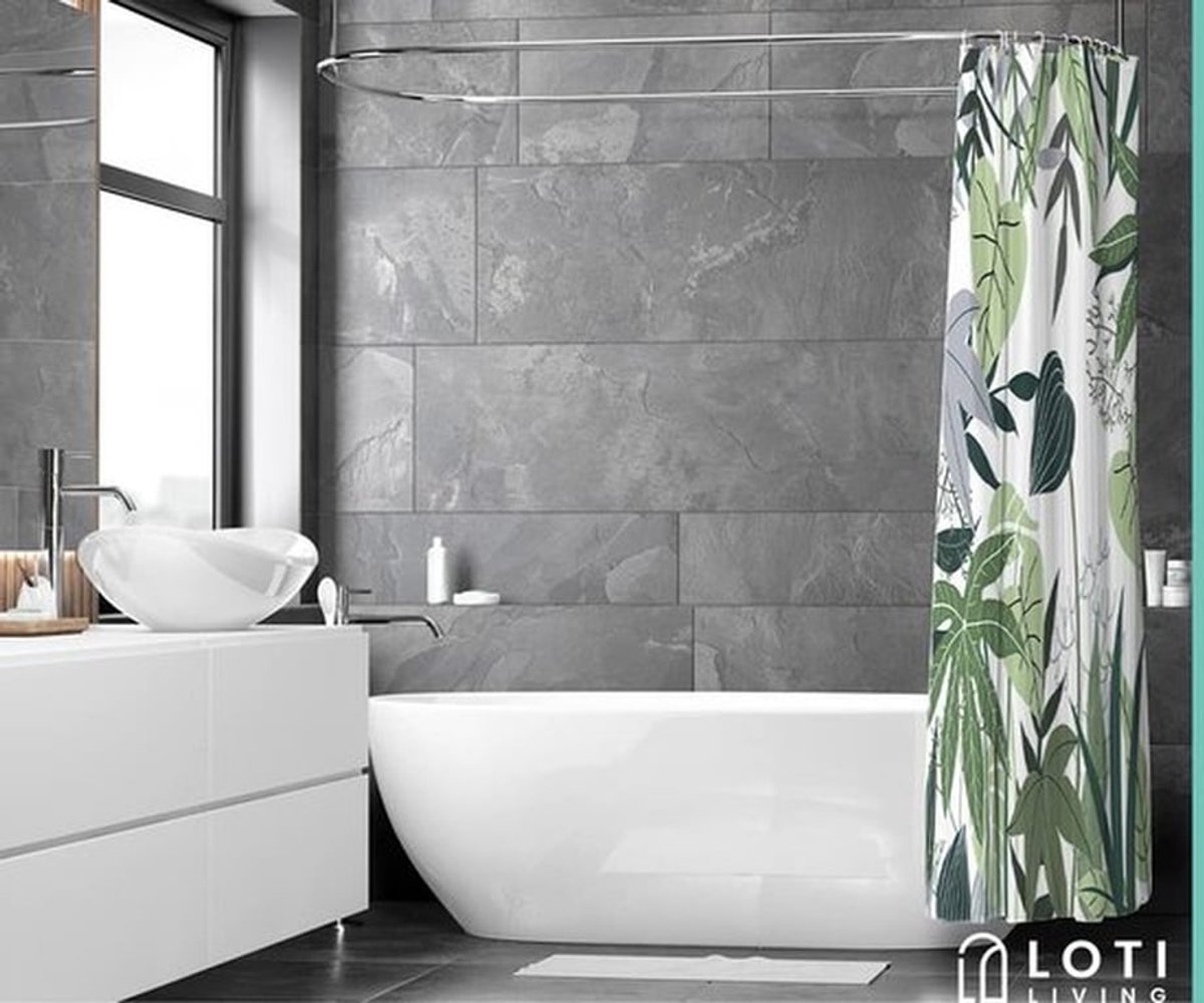 Douchegordijn Waterdicht - 180x200 cm - Inclusief Ringen - Schimmelwerend - Polyester - Eenvoudig Wasbaar - Badkamergordijn