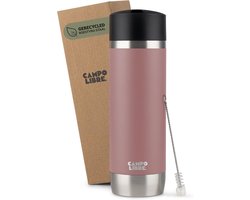 Thermosbeker - Roze - Misty Pink - Dubbelwandige RVS met One-Touch Deksel - Voor Koffie en Thee To Go