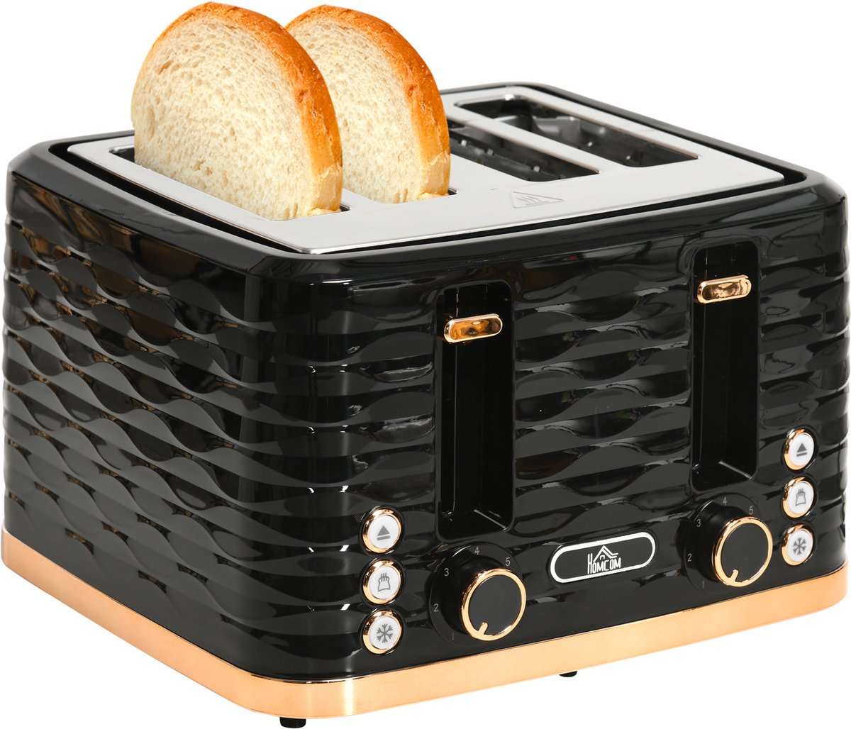 HOMCOM Broodrooster Kunststof, Staal 29,2L x 27,5B x 18,9H cm Zwart
