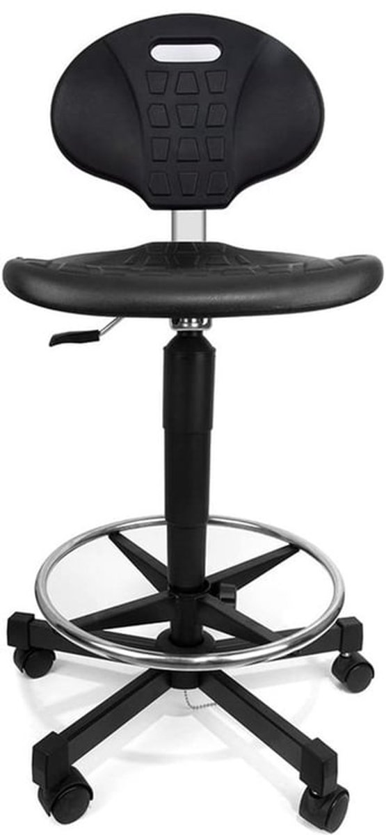 Werkstoel hoge zithoogte - Verstelbaar 52-80 cm - Polyurethaan - Stalen basis - 200 kg draagkracht - Ergonomisch ontwerp - Bureaustoel