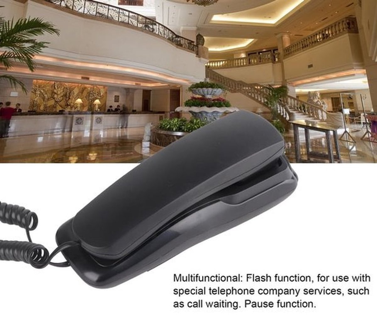 Wandtelefoon met flitsfunctie - Wandgemonteerde Telefoon - Plug-and-play - Telefoonbasis - Telefoonkabel - Compacte afmetingen 180x60x60 mm - Vaste Telefoon