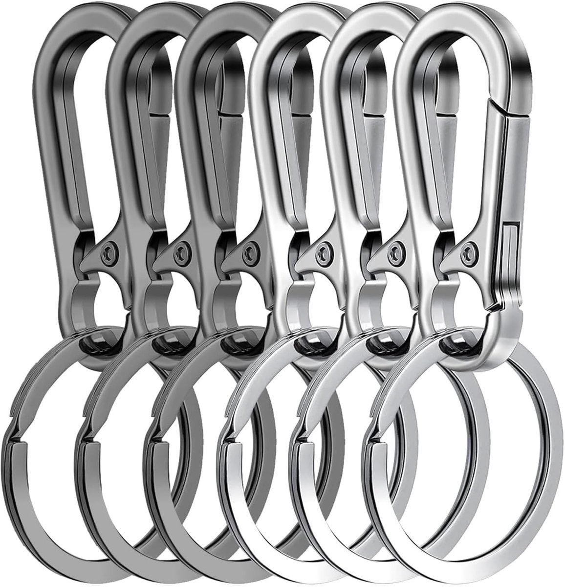 Kleine Karabijnhaken met Sleutelhangers - Zwart en Zilver - 4,7 cm - Zinklegering - Voor Sleutels en Rugzakken