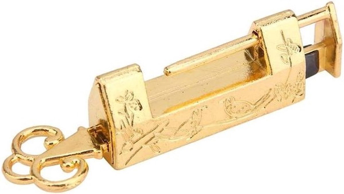 Lock en Sleutel Bloem Vintage - Gesneden Antieke Latch Lock met Sleutel voor Sieraden Box Lade - Goud-TransparentColor .