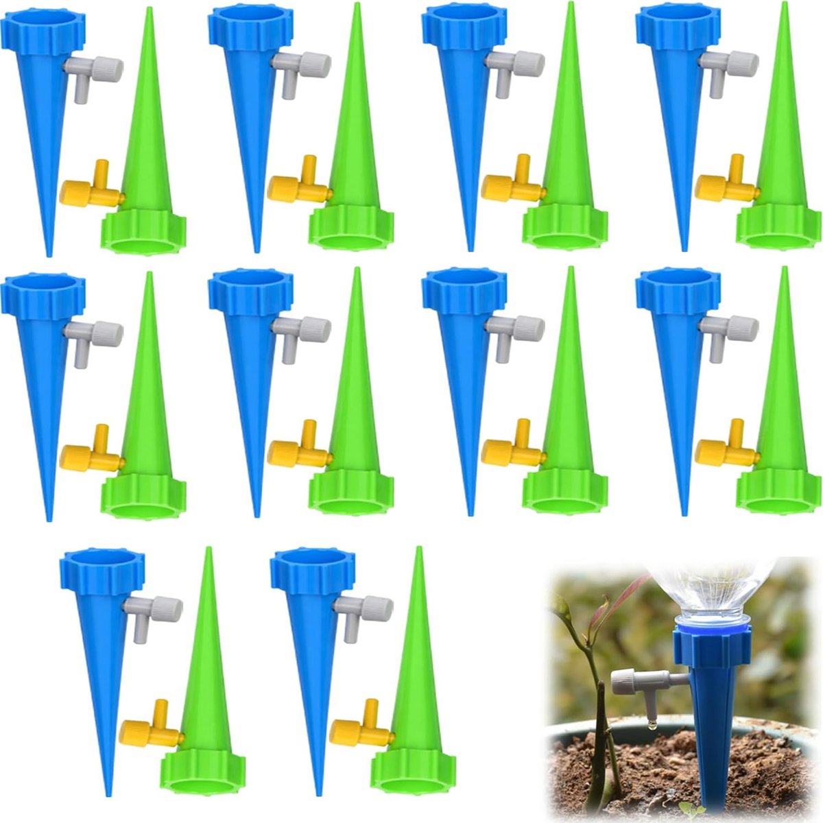 Set van 24 zelfwaterende prikkers - Automatische plantenwatergever - Verstelbare klep - Irrigatiesysteem voor binnen- en buitentuinen (24 stuks)