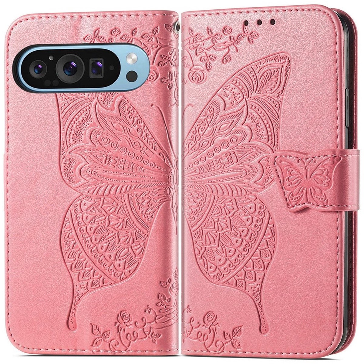Coverup Hoesje - Geschikt voor Google Pixel 11 / 11 Pro Hoesje - Coverup Vlinder Book Case - Roze