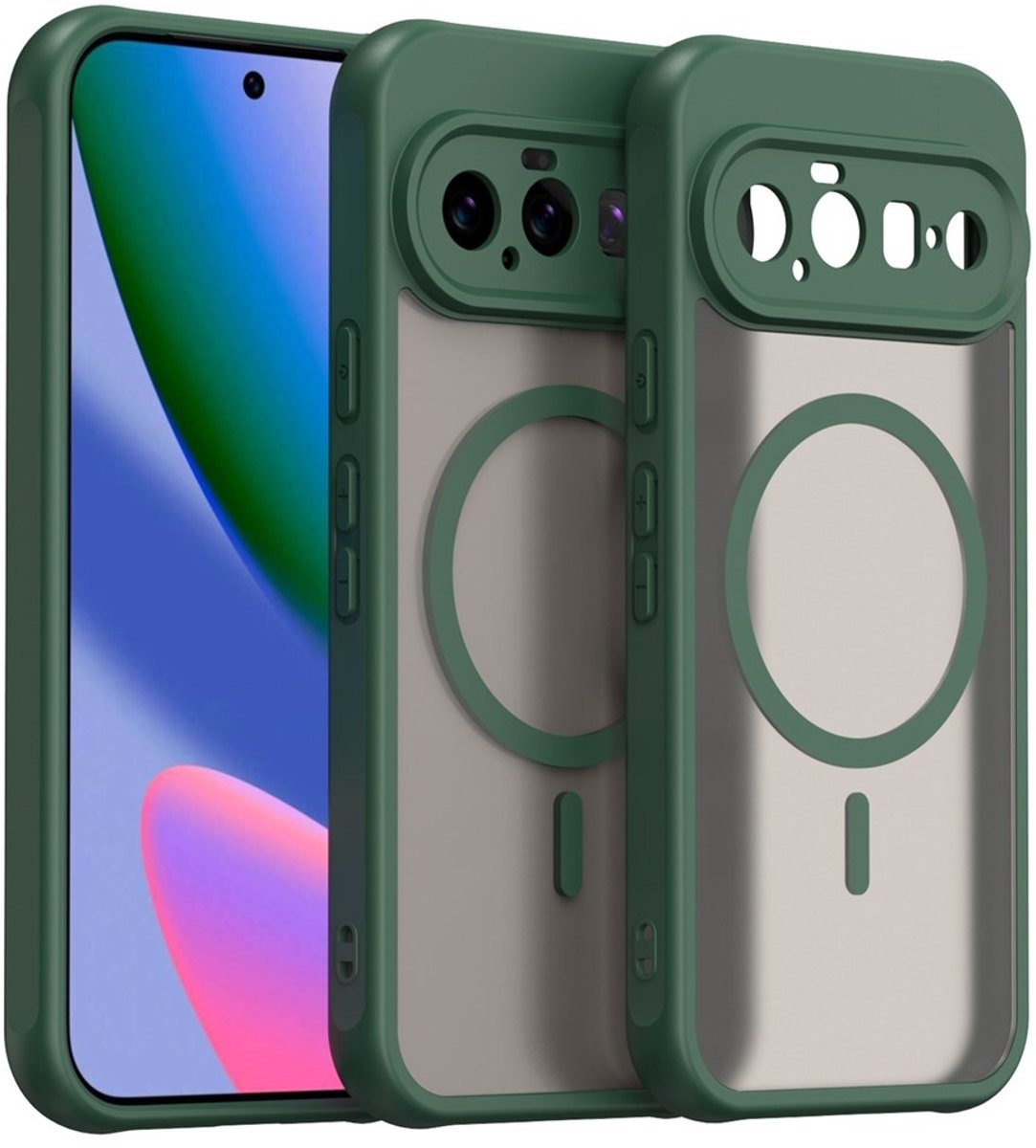 Coverup Hoesje - Geschikt voor Google Pixel 11 Pro XL Hoesje - Coverup Mat Transparante Back Cover met Camera Cover - MagSafe Compatible - Groen