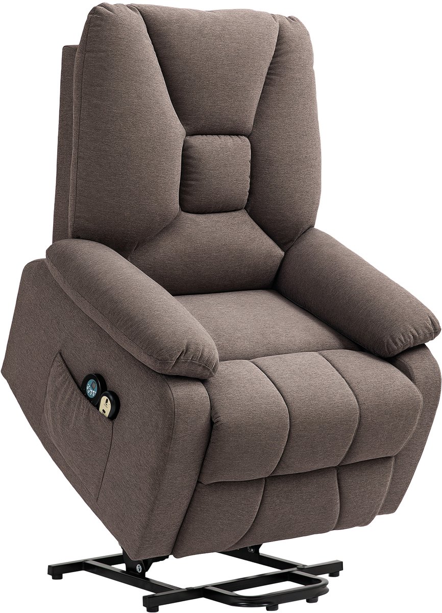 HOMCOM Multifunctionele elektrische relaxfauteuil - Linnen (100% polyester) - 83x93x108cm - Bruin
