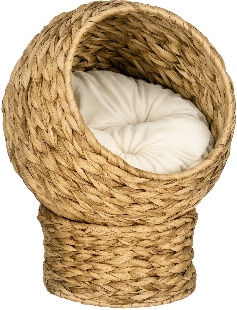 PawHut Rattan Kattenhuis - Banaan - 40x37x51cm - Bruin