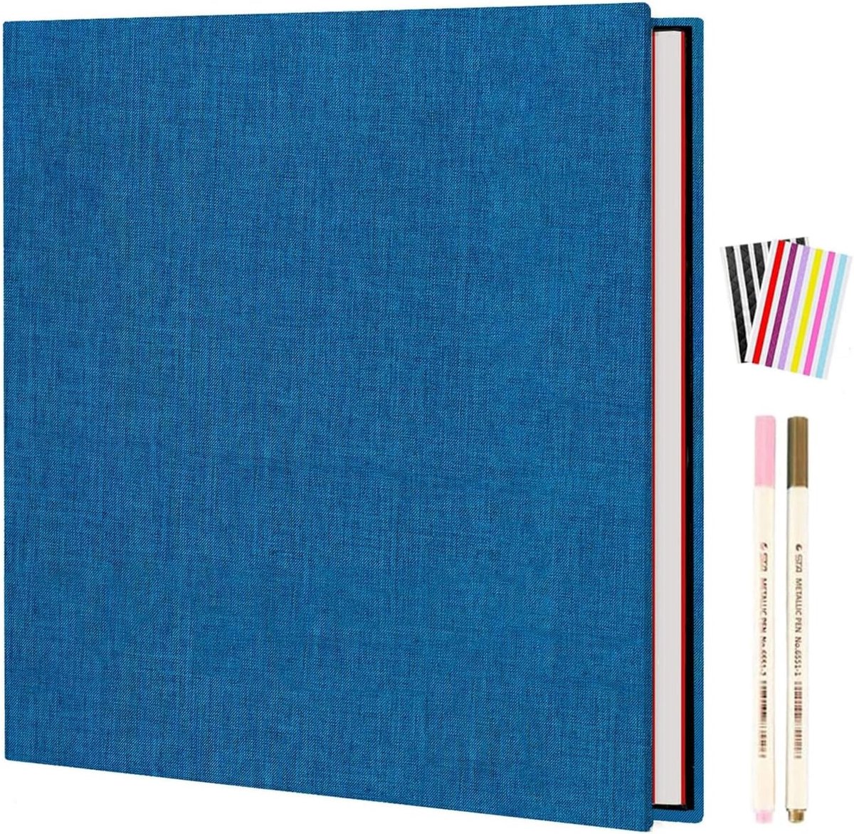 Zelfklevend Fotoalbum Scrapbook met Linnen Hardcover, 20 Bladen voor DIY Herinneringen, Perfect voor Baby, Bruiloft en Familie, Blauw (28x27cm)