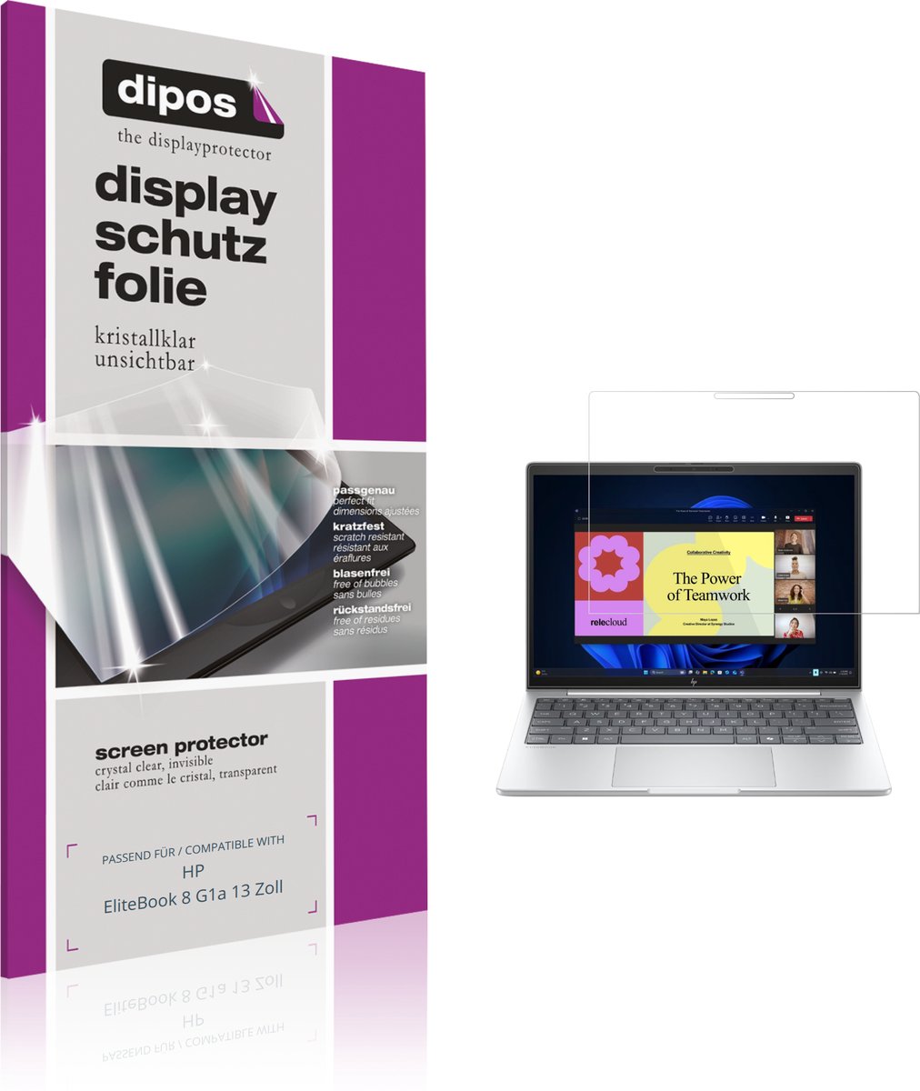 dipos – 2x Beschermfolie geschikt voor HP EliteBook 8 G1a 13 Zoll | Krasbestendige & heldere Screenprotector Ultra-Thin
