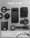 MagFit accessoires, inclusief zwarte Spigen hoes, ring, portemonnee en houder.