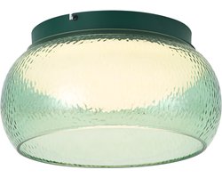 Qazqa led art deco plafondlamp, plafonniere - Thimble - groen, rond, dimbaar, 35cm, ideaal als home-office, kantoor, hal, slaapkamer en woonkamer lamp